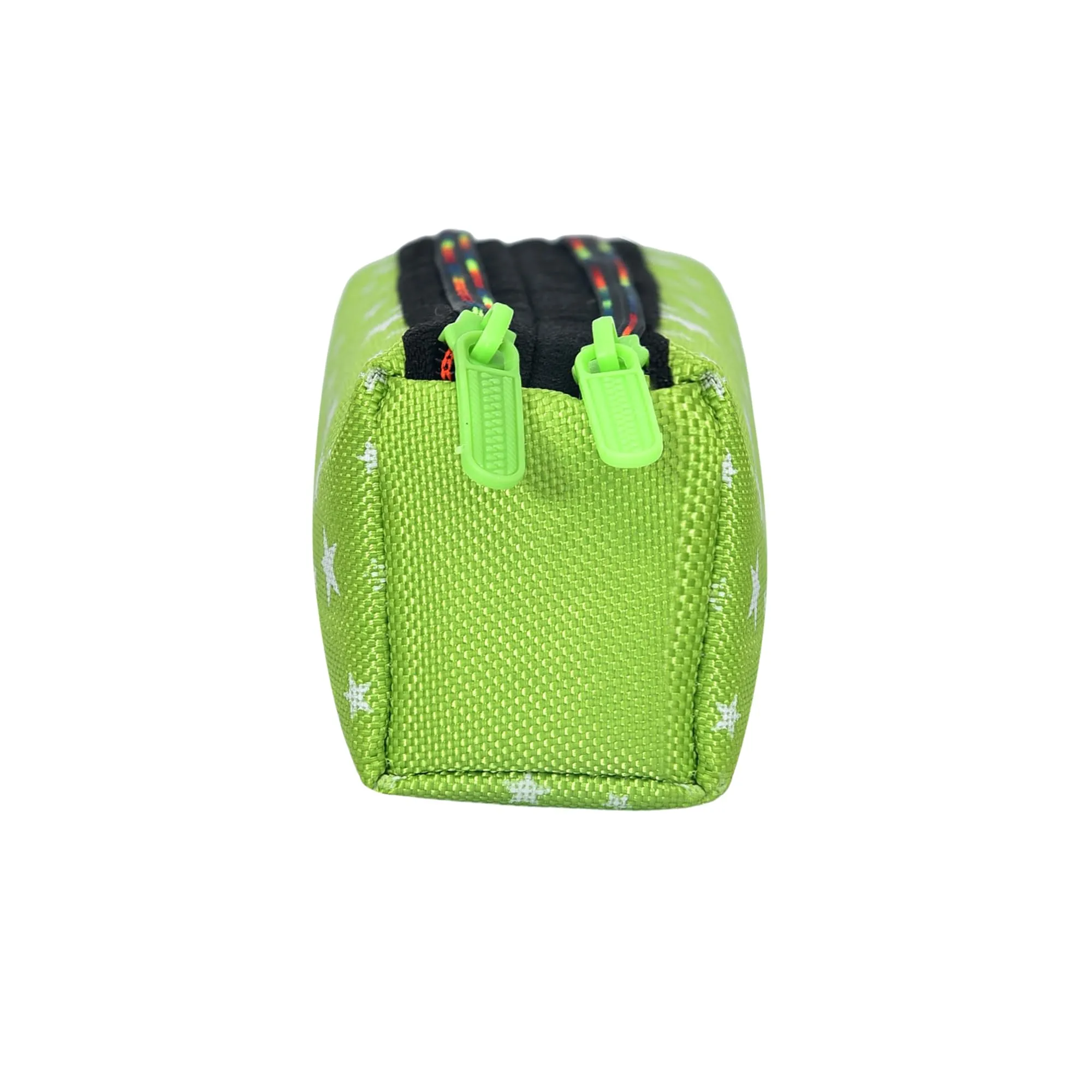 Kuber Industries Pencil Pouch|Rexine Stationary Pouch|Pencil Utility Pouch|School Pencil Case for Kids|Pen-Pencil Box for Kids|2 Zipper Pencil Organizer|Star Pencil Pouch|Pack of 2|Green