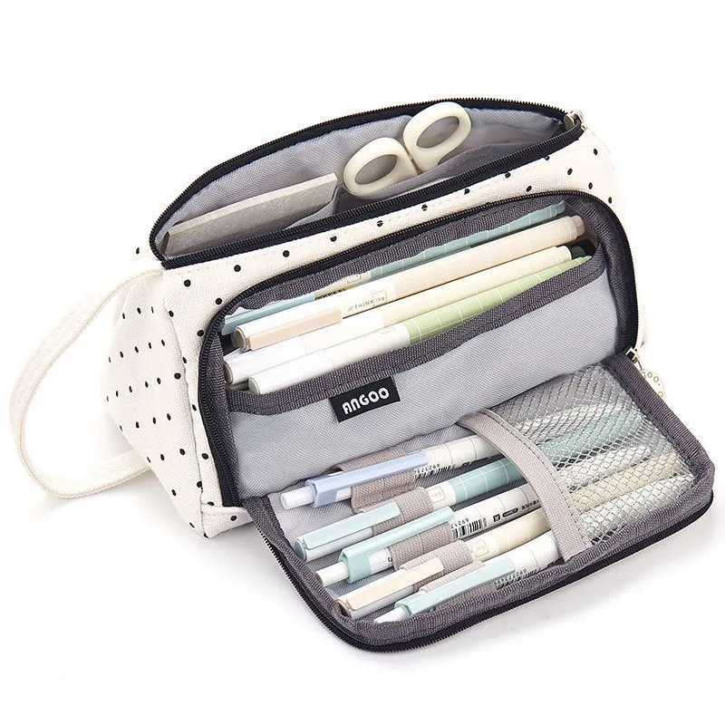Large Capacity Multifunctional Cotton and Linen Student Stationery Pencil Bag Can Be Cosmetic Bag