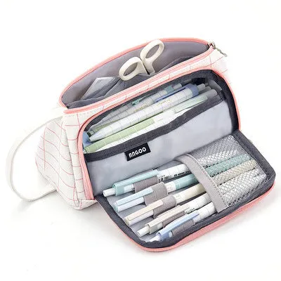 Large Capacity Multifunctional Cotton and Linen Student Stationery Pencil Bag Can Be Cosmetic Bag