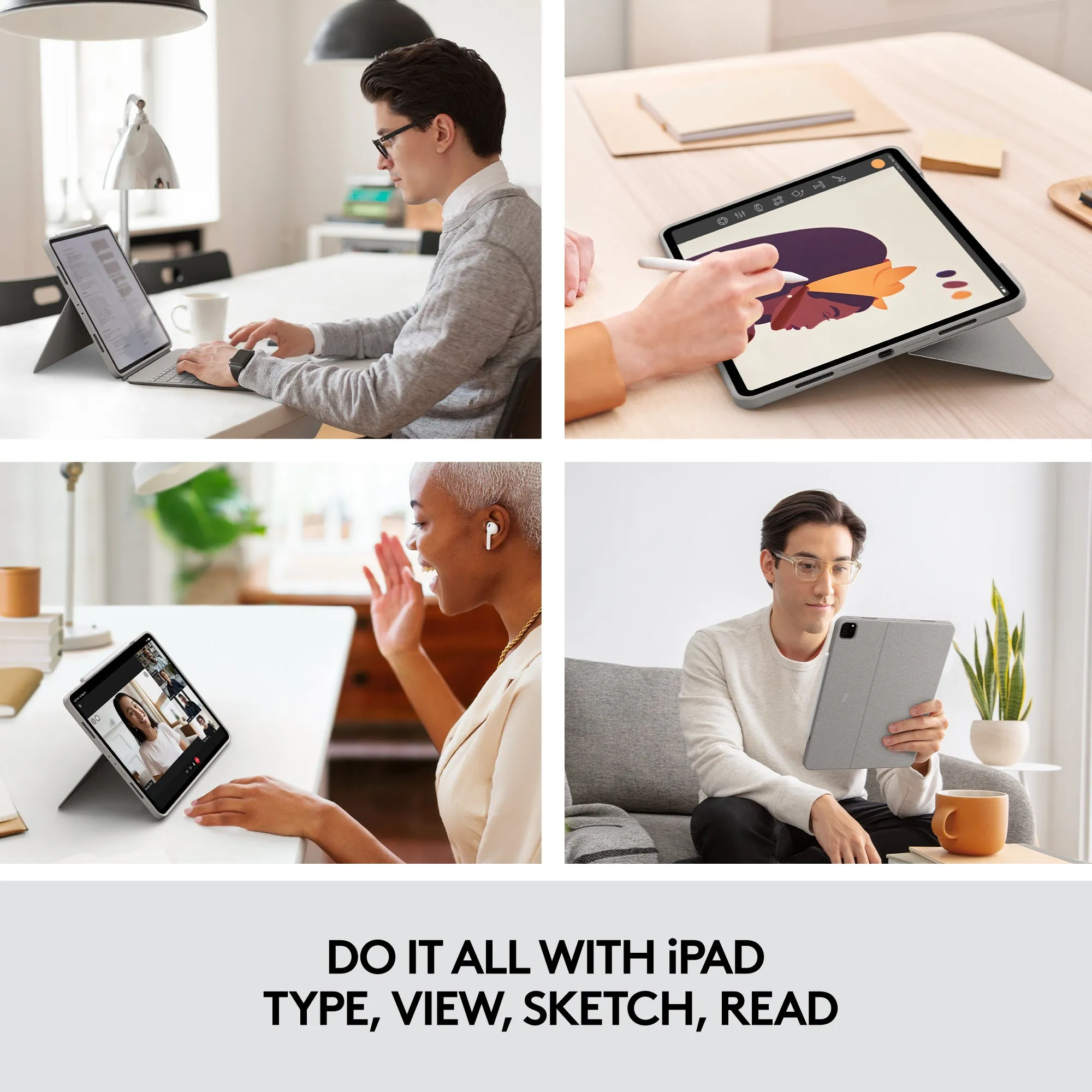 Logitech Combo Touch - Keyboard And Folio Case - With Trackpad - Backlit - Apple Smart Connector - Qwerty - Uk - Sand -