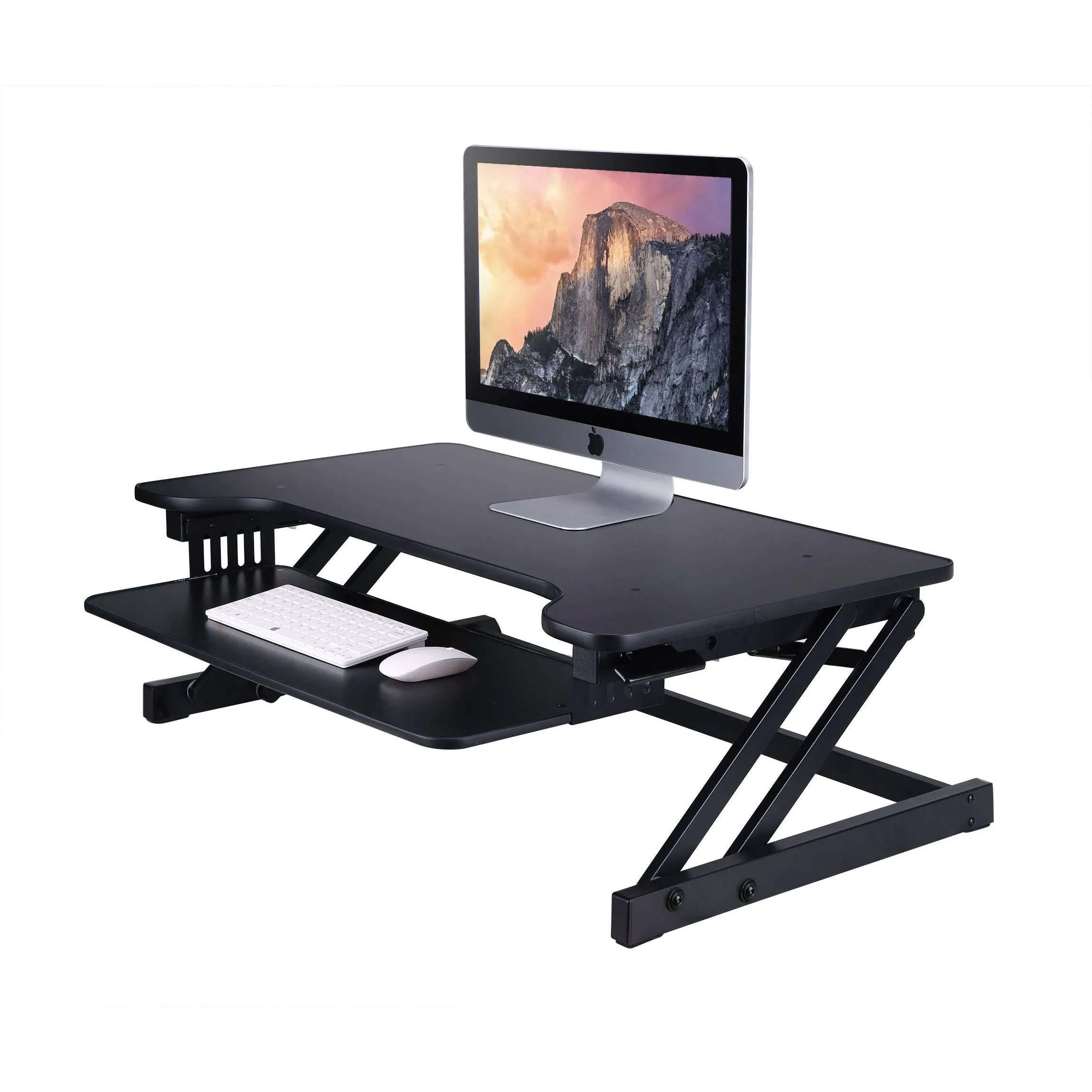 Lorell/Rocelco 37” Deluxe Height Adjustable Standing Desk Converter | Dual Monitor Gas Spring | Large Retractable Keyboard Tray | R DADRB, R DADRG