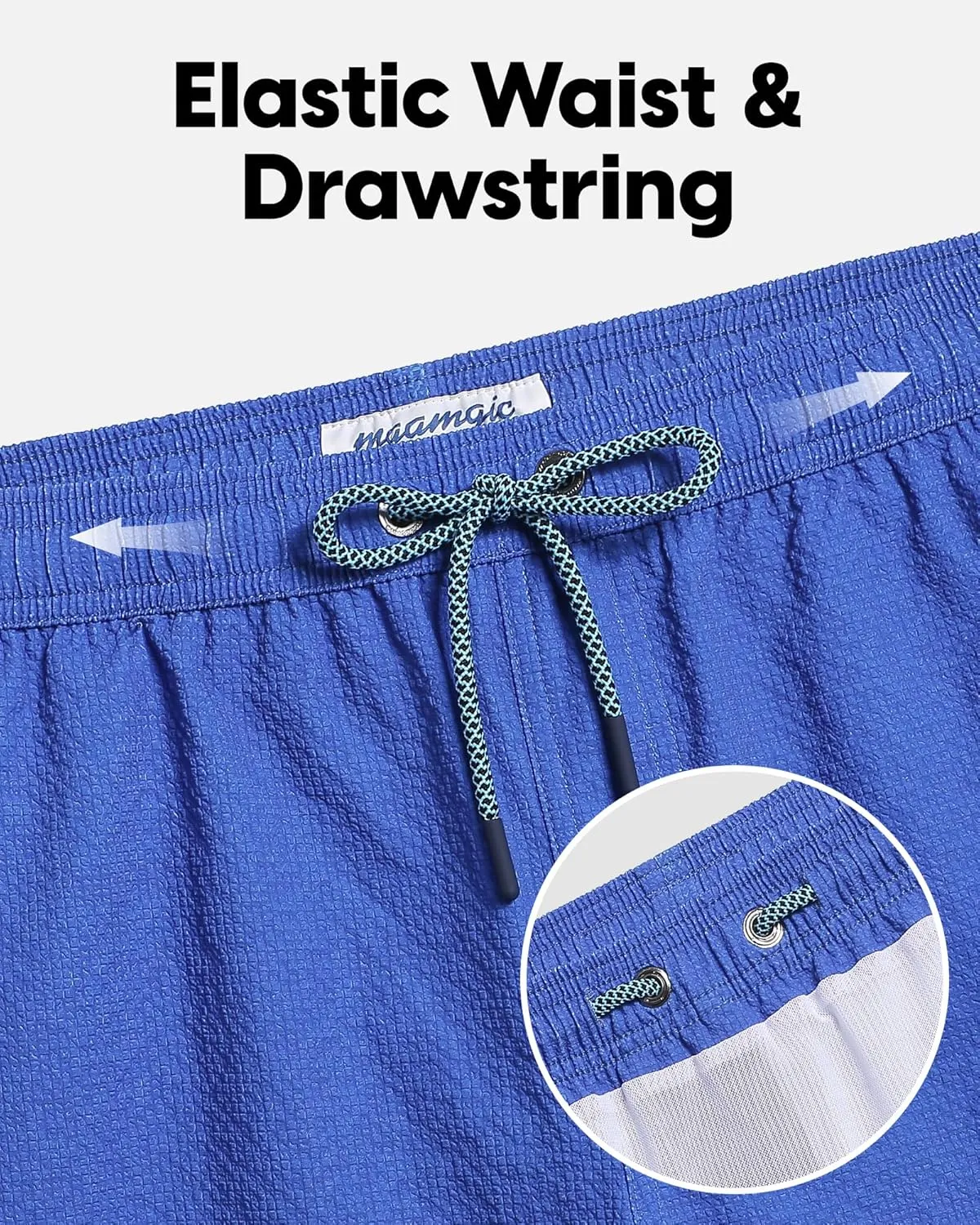 maamgic Men's Swim Trunks 5.5 inch Seersucker Beach Shorts Quick Dry Bathing Suits with Mesh Liner