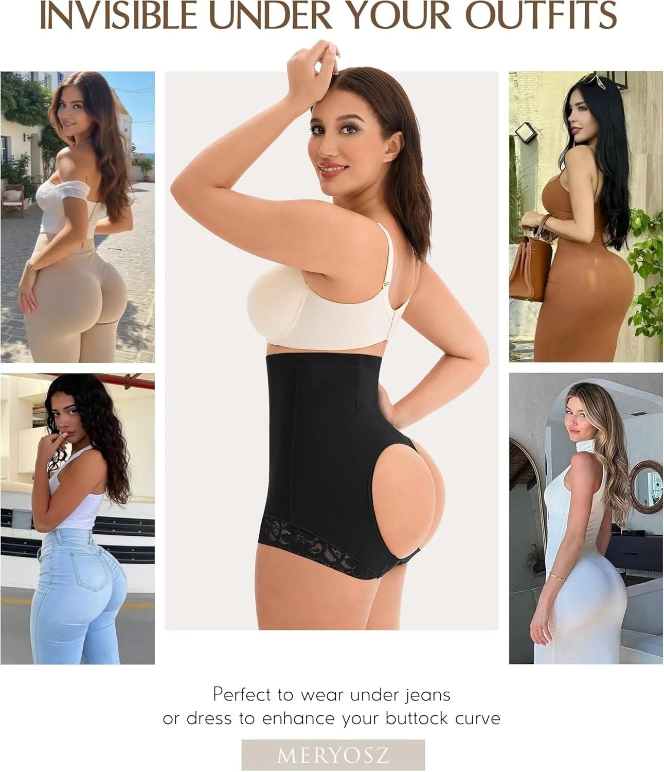MERYOSZ Butt Lifting Shapewear Panties Tummy Control Underwear for Women High Waisted Faja Body Shaper Shorts