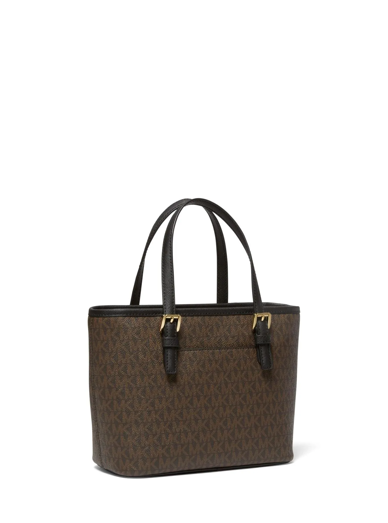 Michael Kors Women's Brown & Black Jet Set Travel Extra-Small Logo Top-Zip Tote Bag