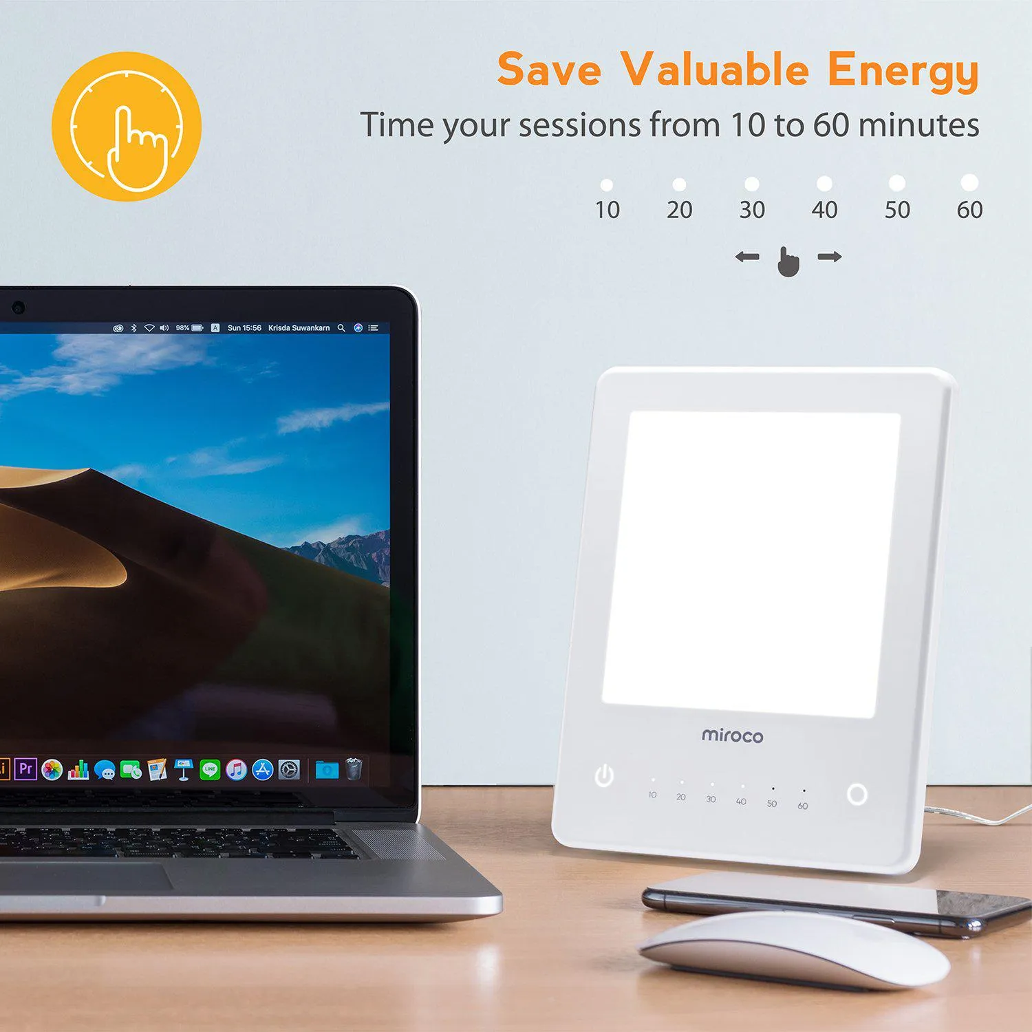 Miroco™ LED Sunlight Therapy Lamp for Seasonal Affective Disorder