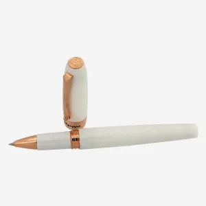 Montegrappa Fortuna White with Rose Trim Rollerball Pen ISFORRRH
