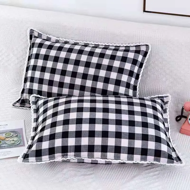 New Cotton Lattice Pillow Case Cover