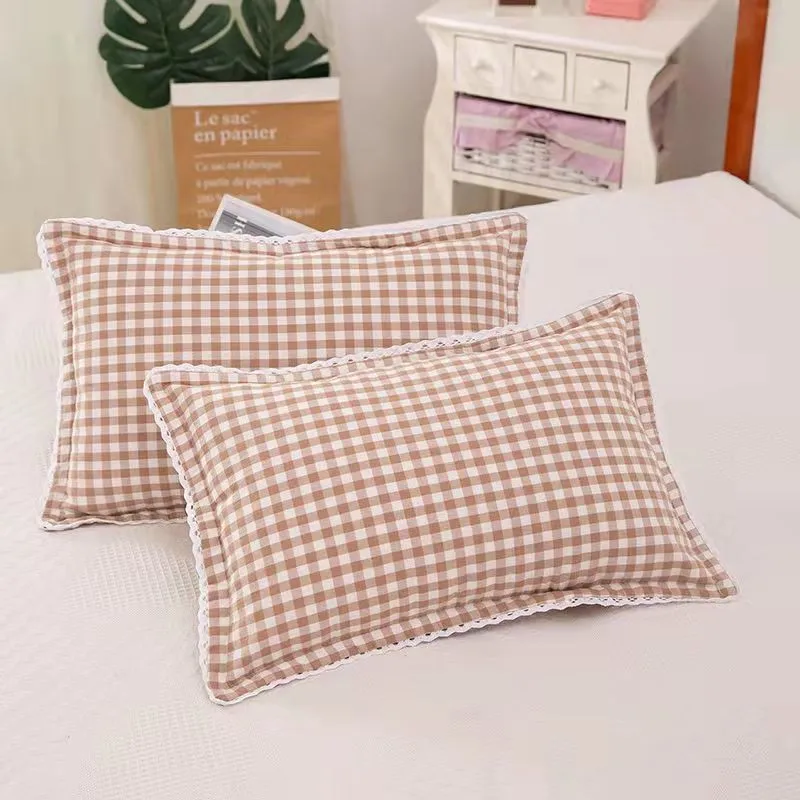 New Cotton Lattice Pillow Case Cover