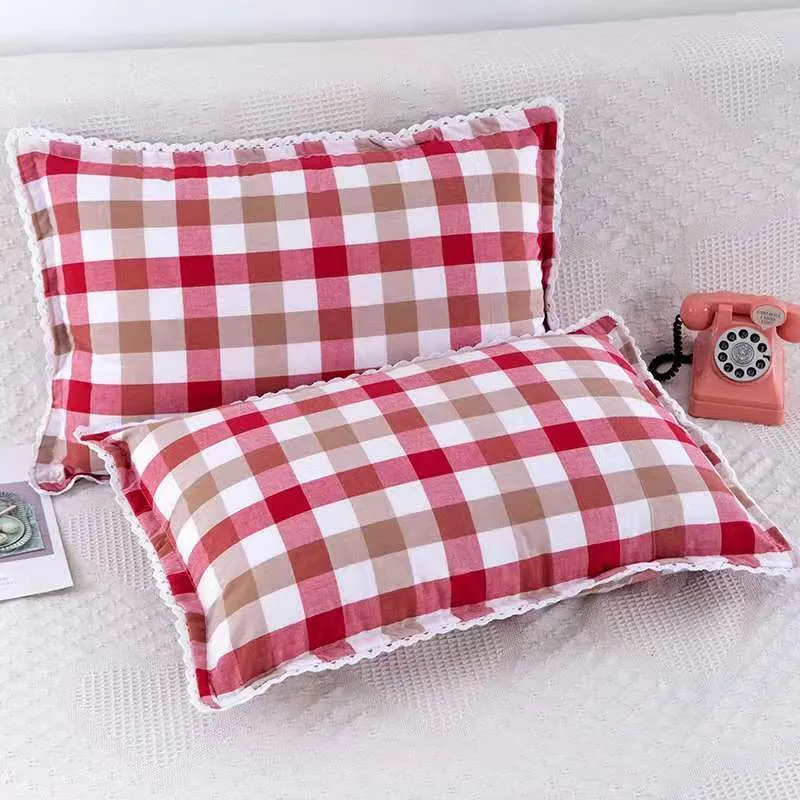 New Cotton Lattice Pillow Case Cover