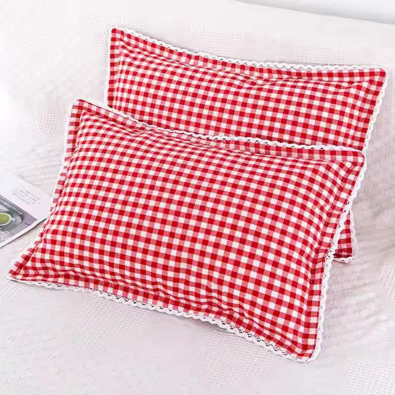 New Cotton Lattice Pillow Case Cover