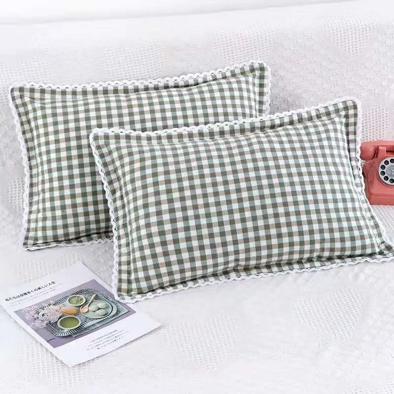 New Cotton Lattice Pillow Case Cover