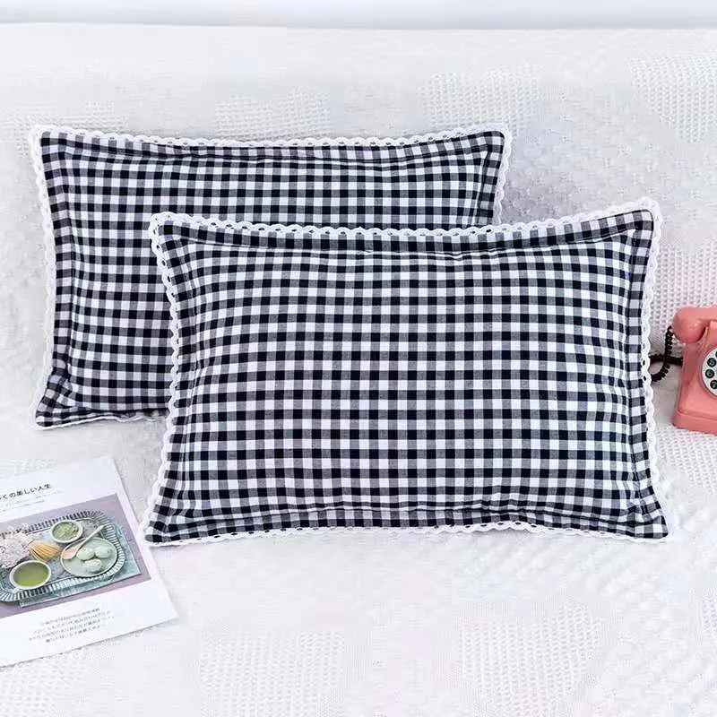 New Cotton Lattice Pillow Case Cover