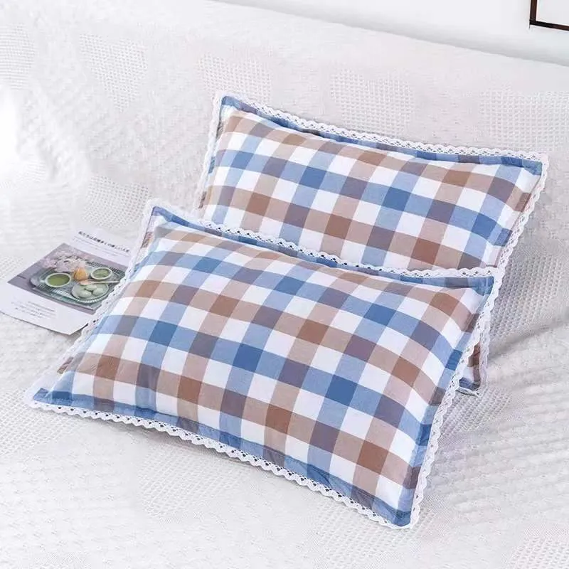 New Cotton Lattice Pillow Case Cover