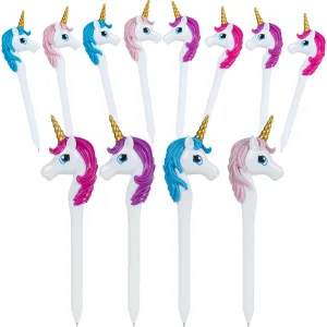 Plastic Unicorn Pens - 12 Pack - 7.25 Inch Colorful Unicorn Head Animal Pen for Unicorn