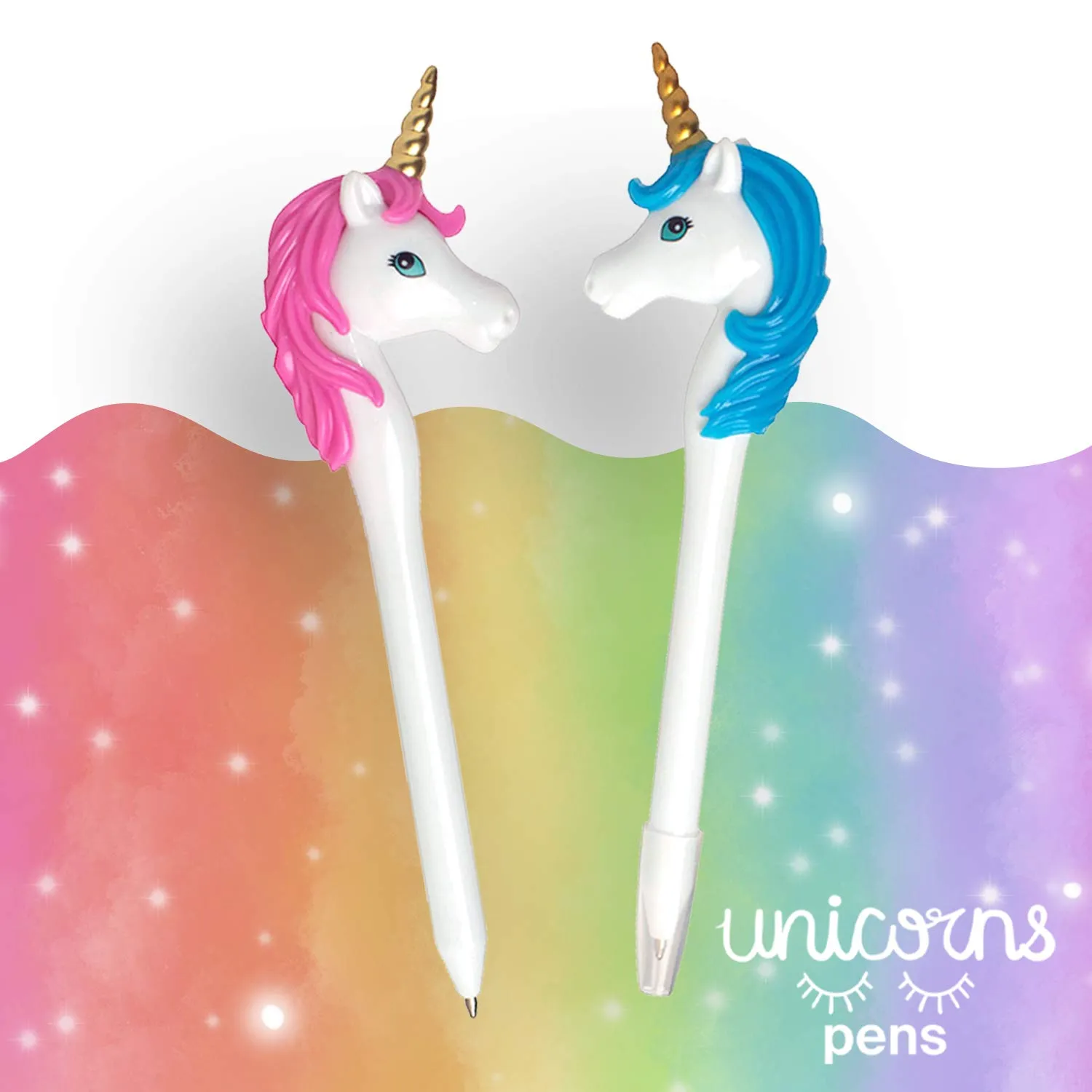 Plastic Unicorn Pens - 12 Pack - 7.25 Inch Colorful Unicorn Head Animal Pen for Unicorn
