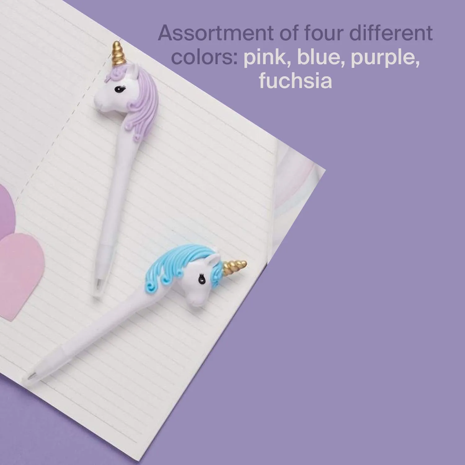 Plastic Unicorn Pens - 12 Pack - 7.25 Inch Colorful Unicorn Head Animal Pen for Unicorn