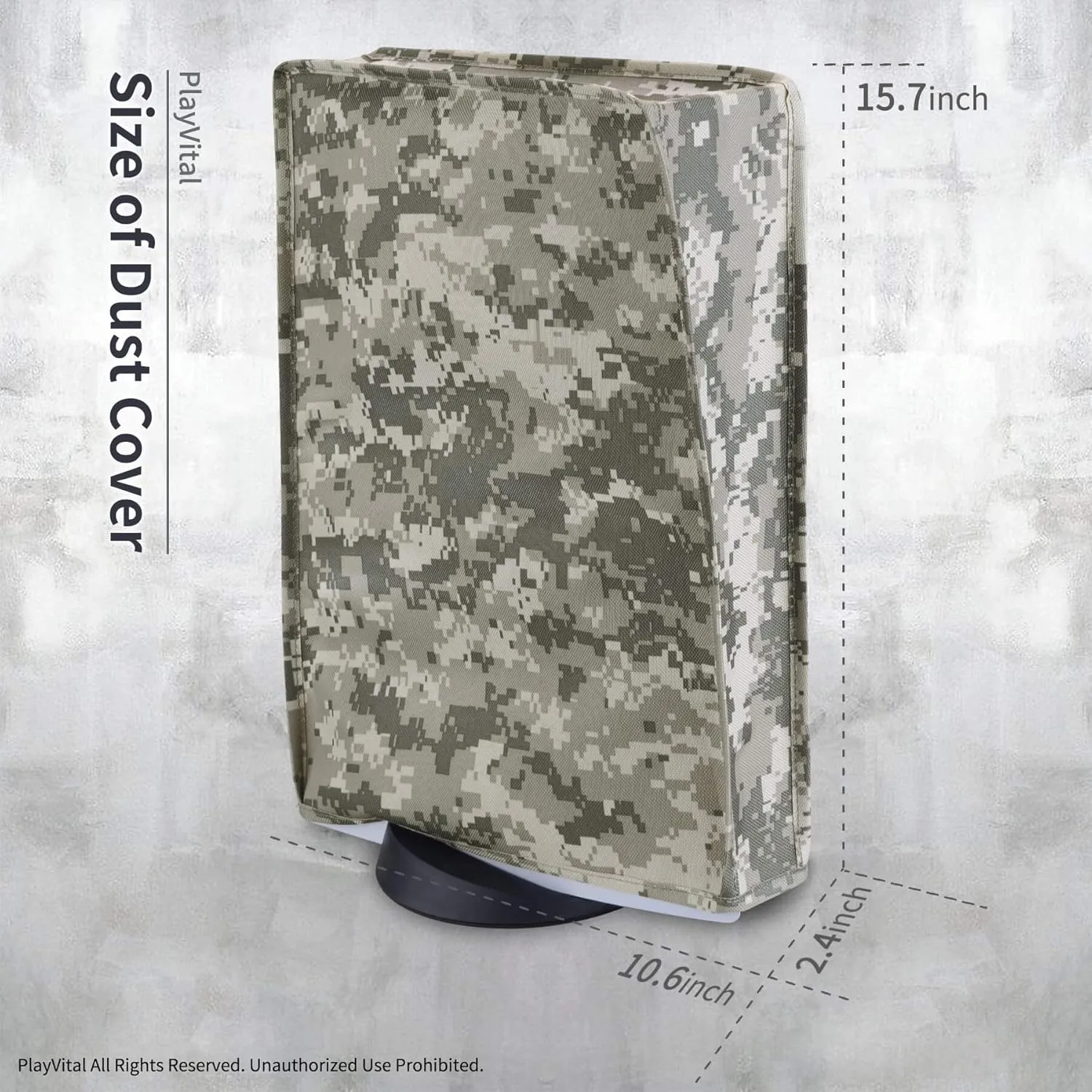 PlayVital Nylon Dust Cover for ps5, Soft Neat Lining Dust Guard for ps5 Console, Anti Scratch Waterproof Cover Sleeve for ps5 Digital Edition & Disc Edition - Digital Camouflage