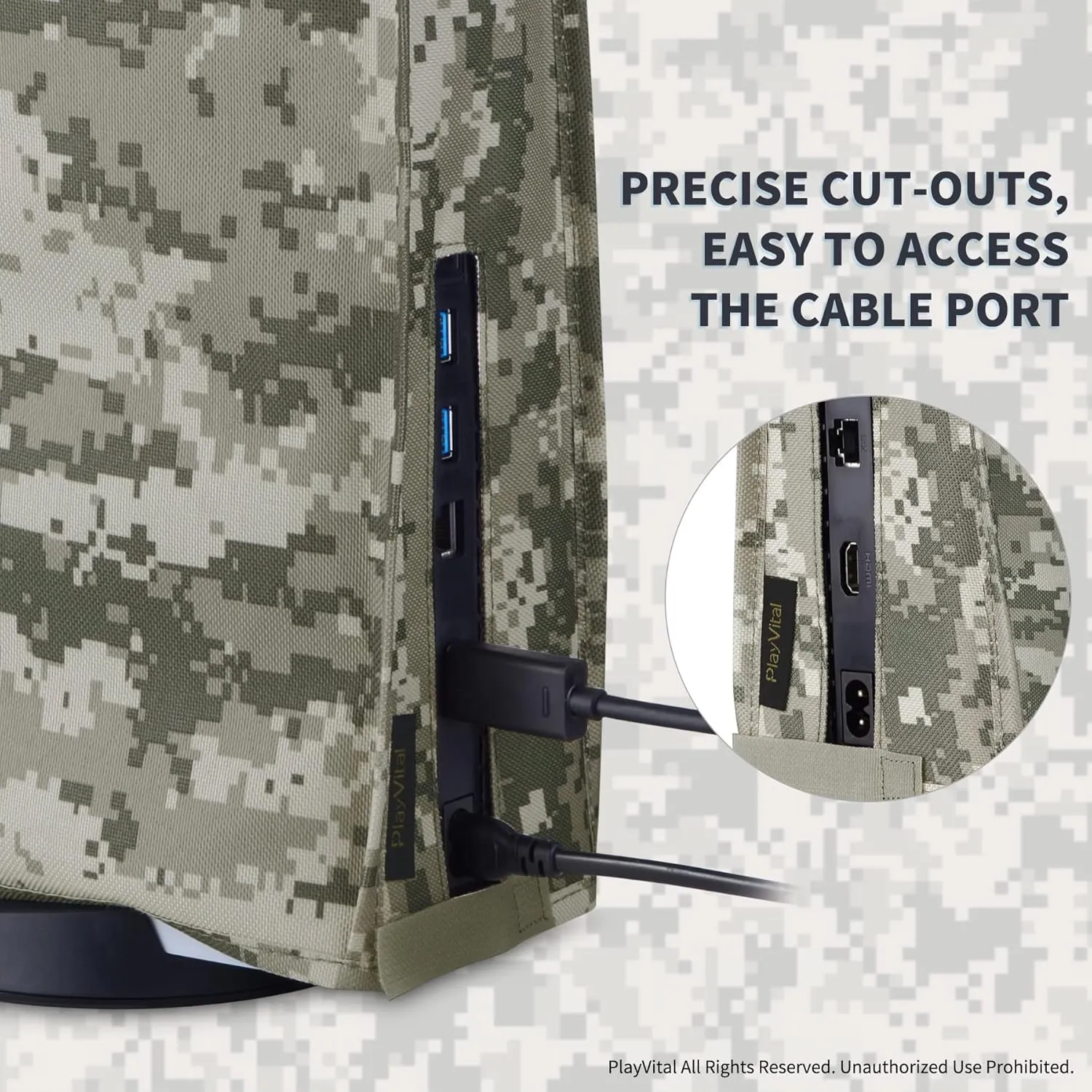 PlayVital Nylon Dust Cover for ps5, Soft Neat Lining Dust Guard for ps5 Console, Anti Scratch Waterproof Cover Sleeve for ps5 Digital Edition & Disc Edition - Digital Camouflage