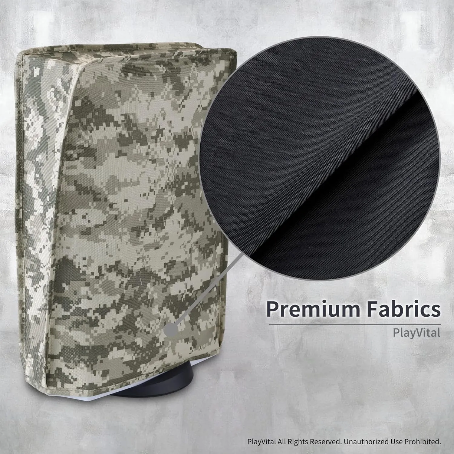 PlayVital Nylon Dust Cover for ps5, Soft Neat Lining Dust Guard for ps5 Console, Anti Scratch Waterproof Cover Sleeve for ps5 Digital Edition & Disc Edition - Digital Camouflage