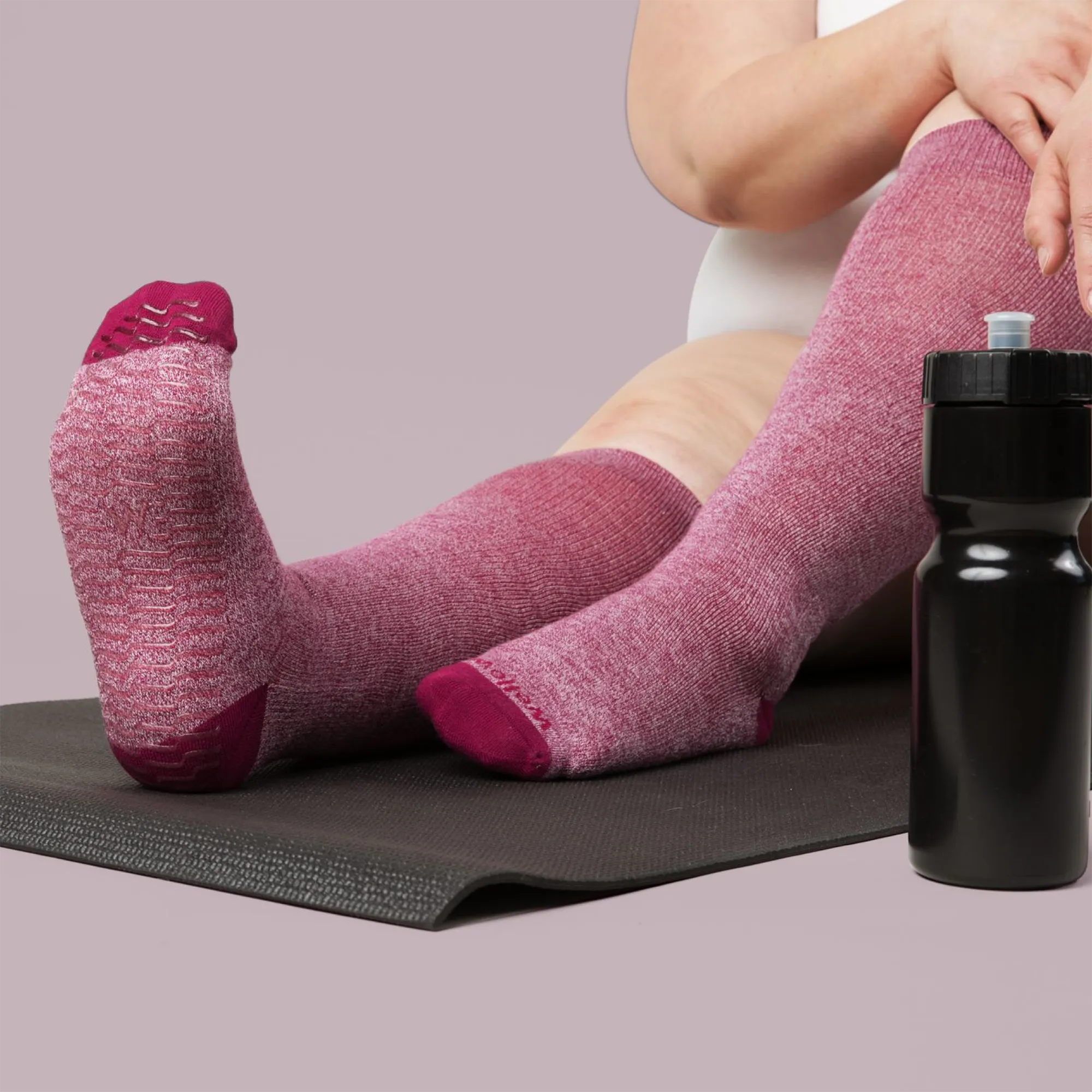 Plum Twist - Grip Socks - Wide Calf