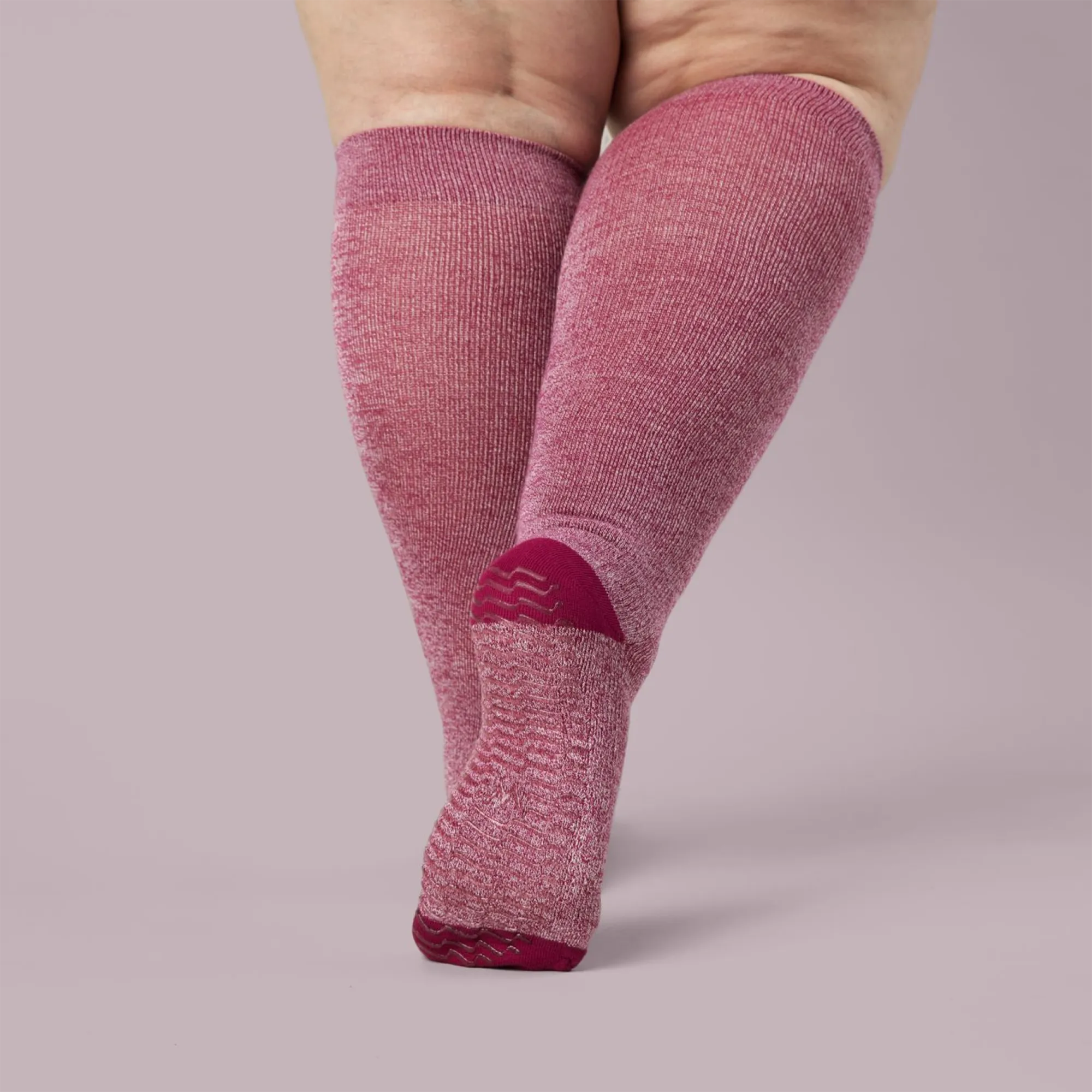 Plum Twist - Grip Socks - Wide Calf