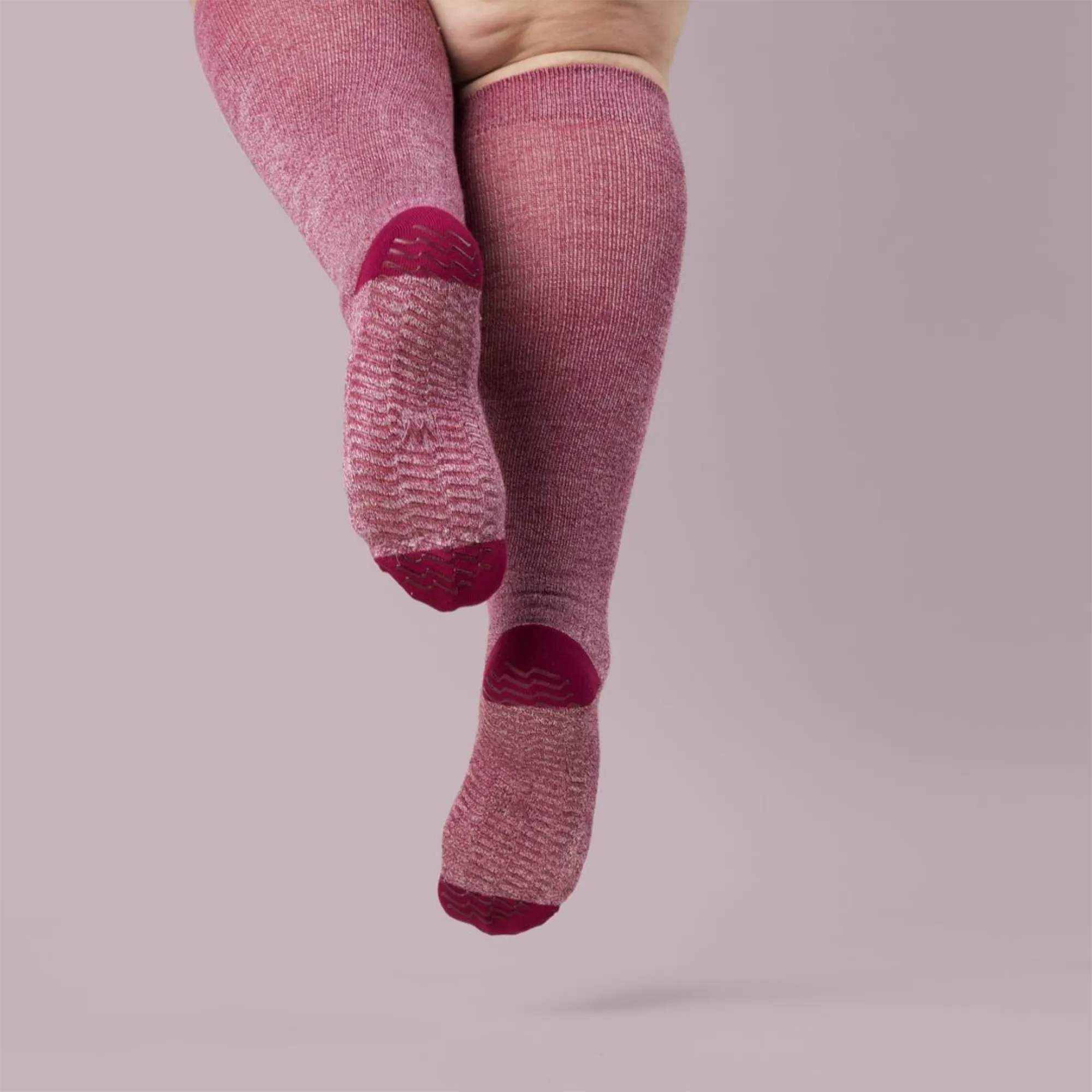 Plum Twist - Grip Socks - Wide Calf