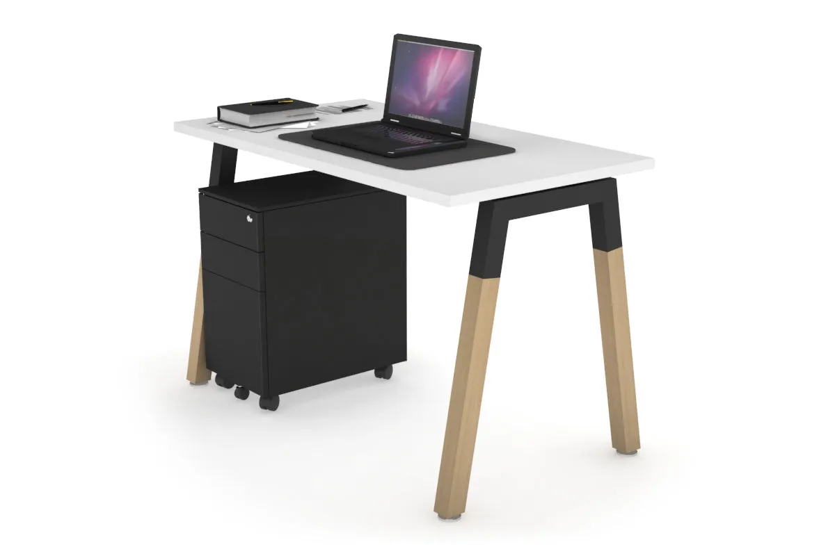 Quadro A Legs Office Desk - Wood Legs Cross Beam [1000L x 600W]