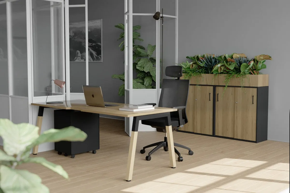 Quadro A Legs Office Desk - Wood Legs Cross Beam [1000L x 600W]