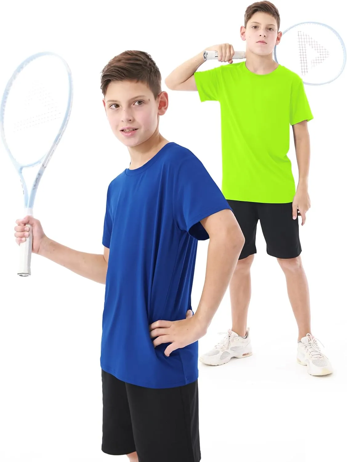 Resinta 5 Pack Boys Athletic Shirts Youth Dry-Fit Wicking T-Shirts Athletic Activewear Performance Short Sleeve Tees
