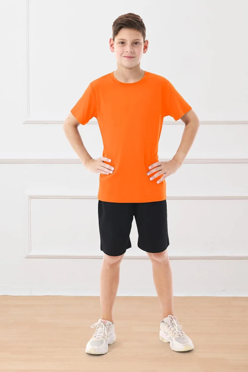 Resinta 5 Pack Boys Athletic Shirts Youth Dry-Fit Wicking T-Shirts Athletic Activewear Performance Short Sleeve Tees