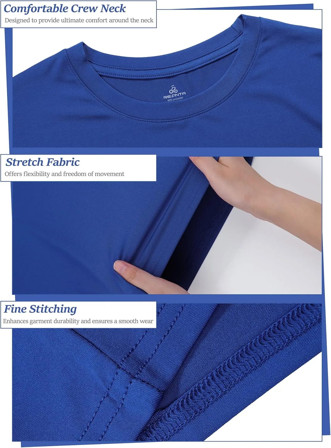 Resinta 5 Pack Boys Athletic Shirts Youth Dry-Fit Wicking T-Shirts Athletic Activewear Performance Short Sleeve Tees