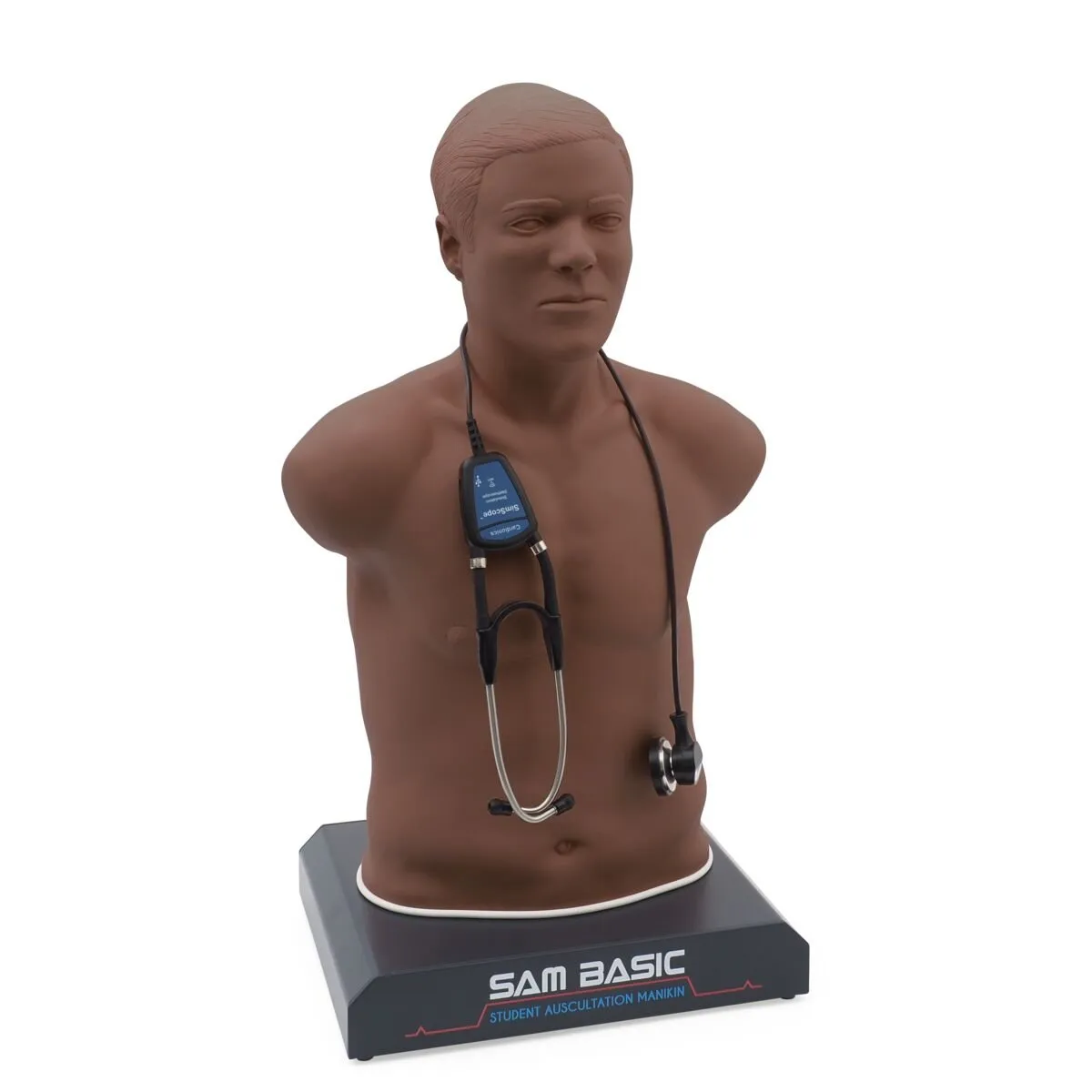 SAM BASIC<sup>®</sup> - Adult Auscultation Trainer with SimScope Wi-Fi Training Stethoscope, Dark