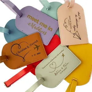 Set of 10 Personalized Luggage Tags, Bulk Wedding Favors for Guests, Custom Couple Luggage Tags