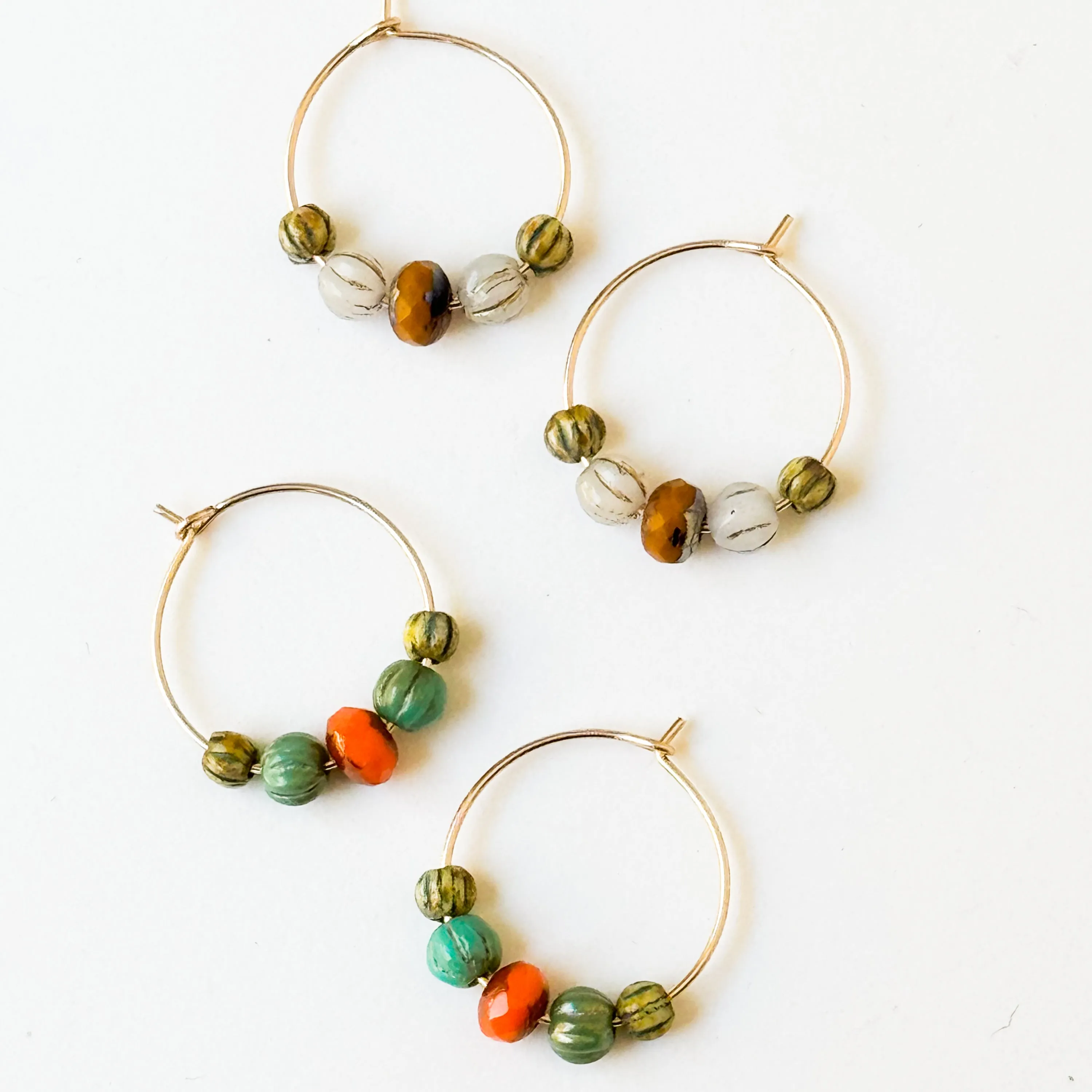 Small Gold-Filled Hoop Earrings with Vibrant Beads