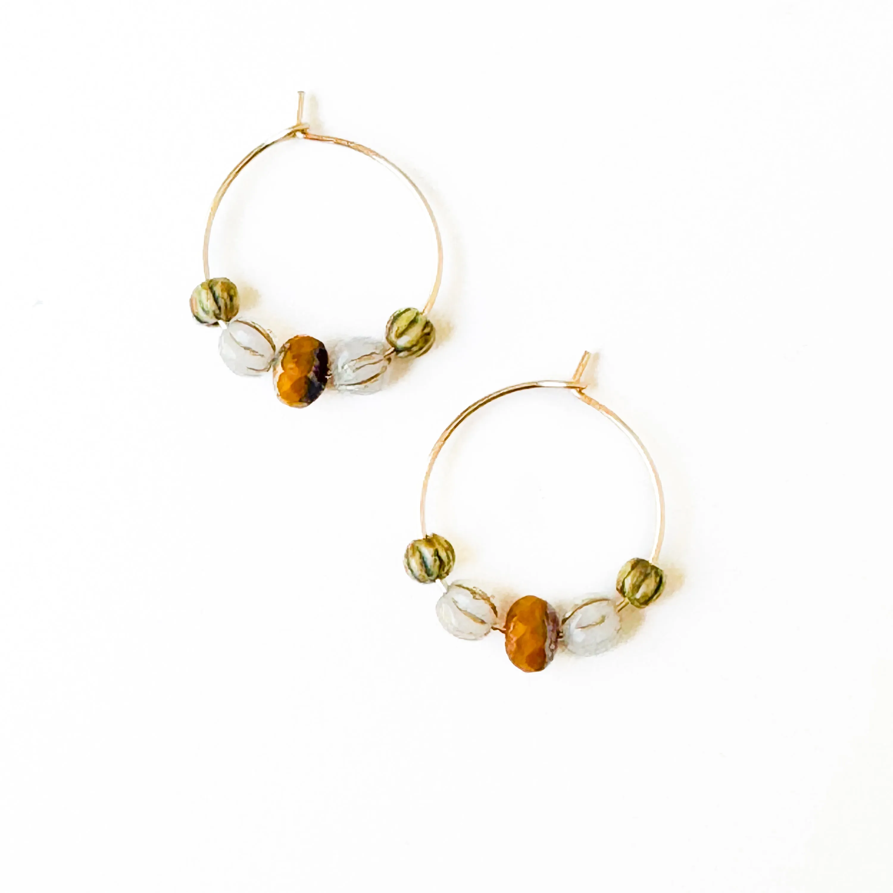 Small Gold-Filled Hoop Earrings with Vibrant Beads