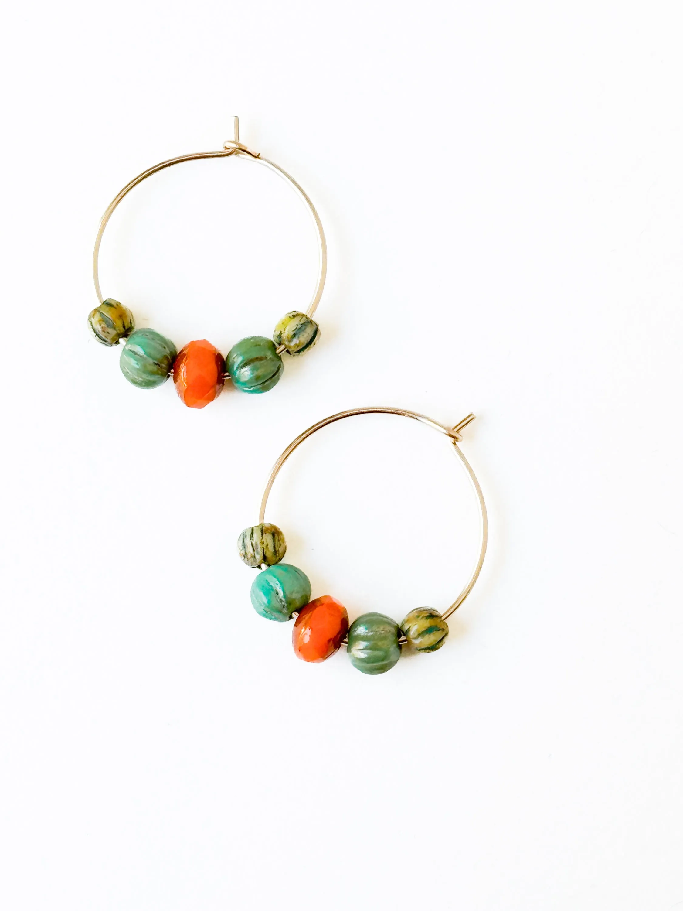 Small Gold-Filled Hoop Earrings with Vibrant Beads