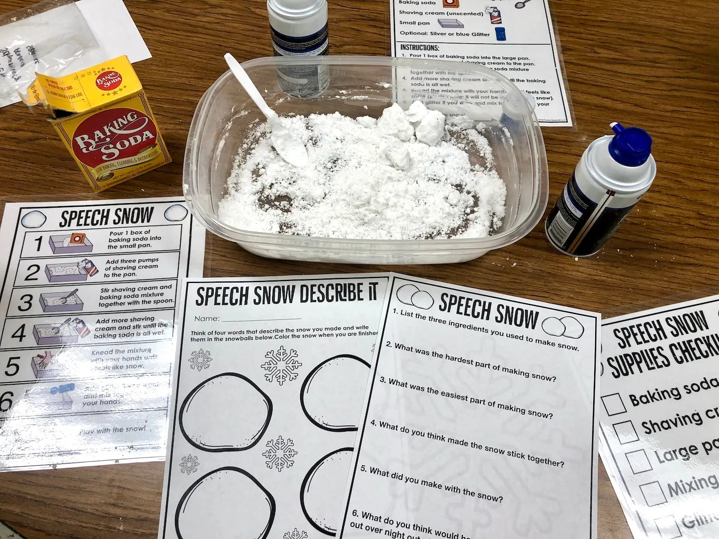 Speech Snow! Speech Therapy Science Experiment Visuals and Worksheets