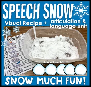 Speech Snow! Speech Therapy Science Experiment Visuals and Worksheets