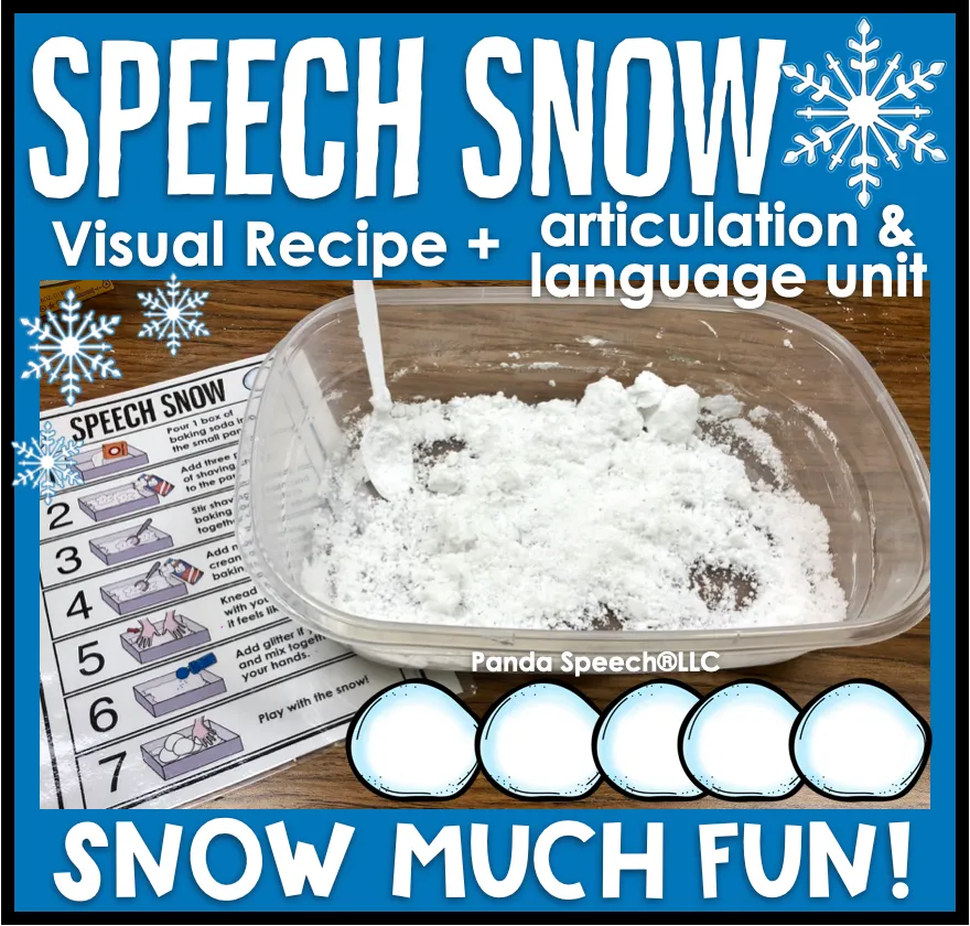 Speech Snow! Speech Therapy Science Experiment Visuals and Worksheets