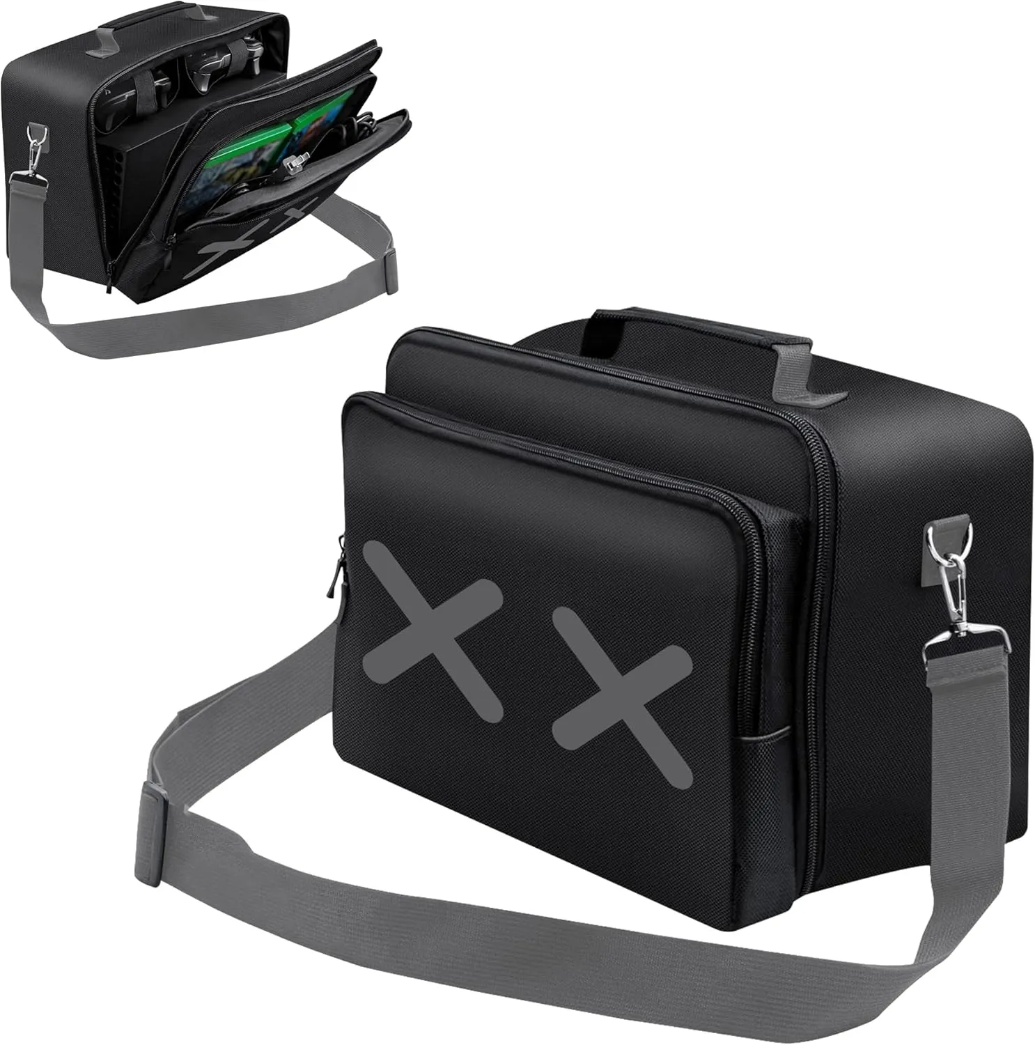 Travel Case Bag Carrying Case Game Storage Bag Protective Case for Xbox Series X Console/Controller/Cables/Multiple Pockets for Gaming Accessories