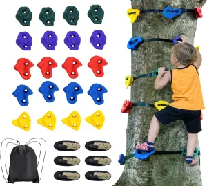 VEVOR Ninja Tree Climbing Kit, 20 Rock Climbing Holds & 6 Ratchets, Large Climbing Rocks for Kids & Adults Outdoor Backyard Ninja Tree Obstacle Course Training