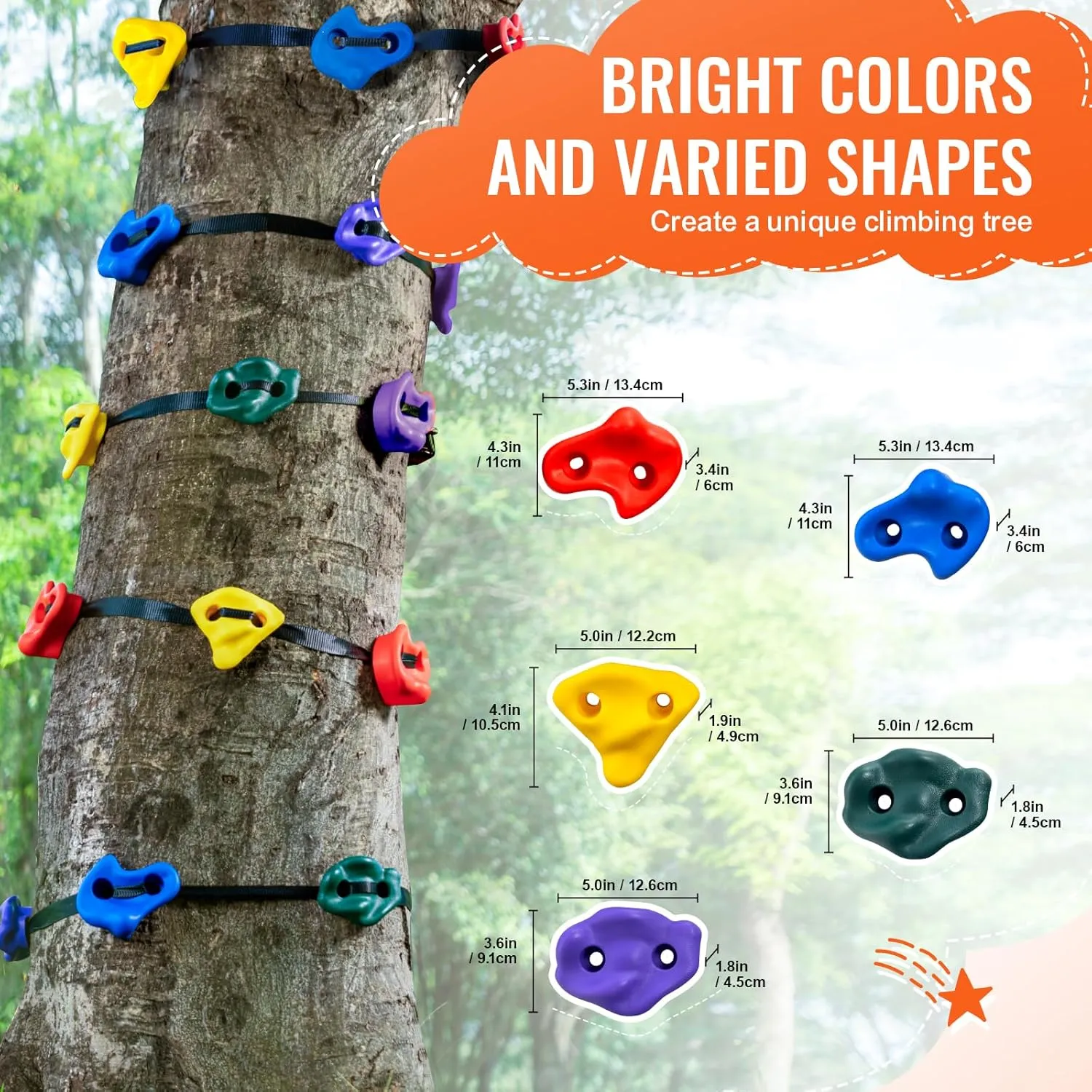 VEVOR Ninja Tree Climbing Kit, 20 Rock Climbing Holds & 6 Ratchets, Large Climbing Rocks for Kids & Adults Outdoor Backyard Ninja Tree Obstacle Course Training