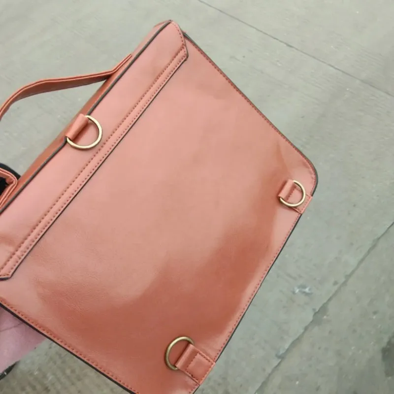 Vintage-inspired Large Capacity Vegan Leather Student Backpack Shoulder Bags