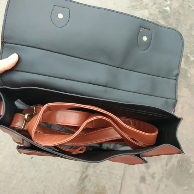 Vintage-inspired Large Capacity Vegan Leather Student Backpack Shoulder Bags