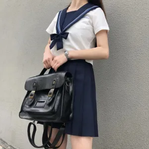 Vintage-inspired Large Capacity Vegan Leather Student Backpack Shoulder Bags