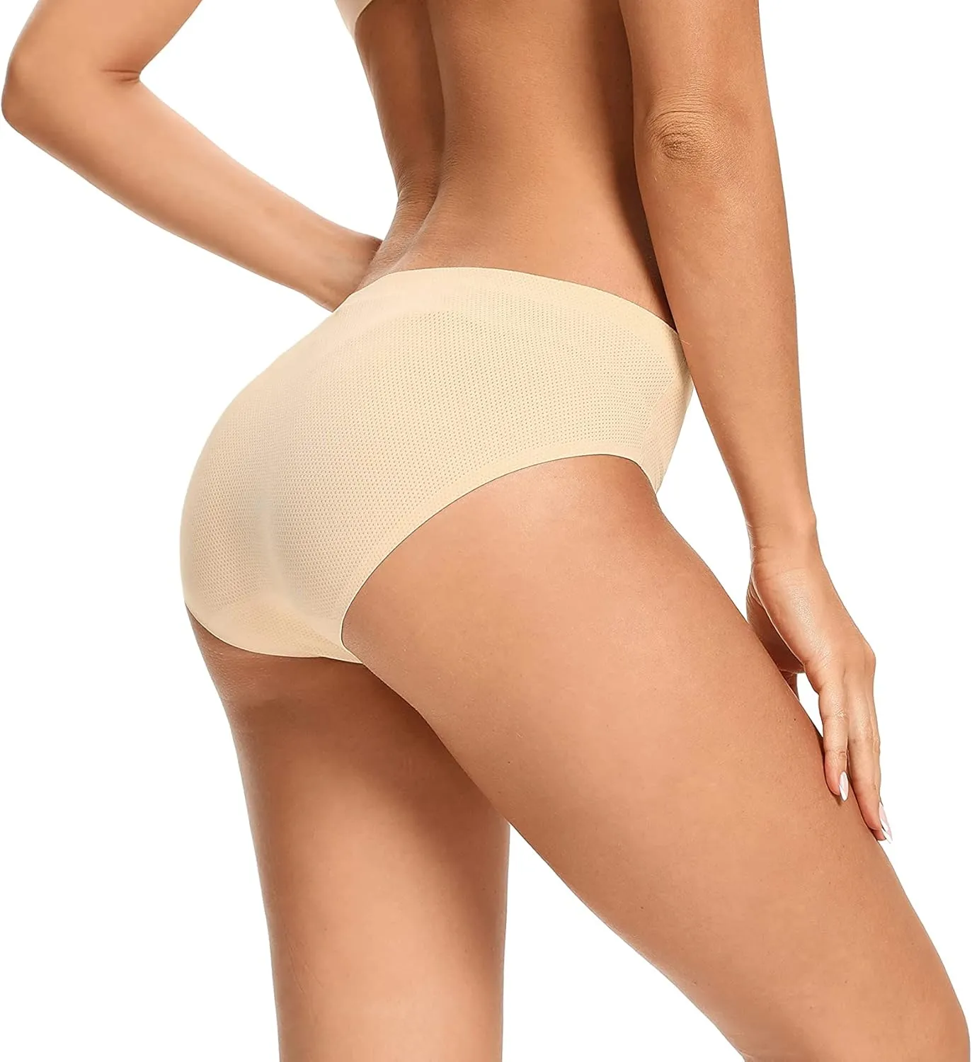voenxe Women Seamless Hipster Underwear,Breathable Ladies Panties Bikini,No Show Briefs,Comfortable Undies for Women 5-Pack