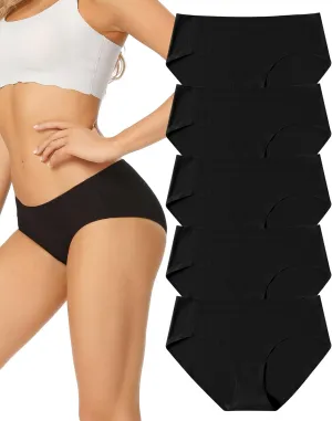 voenxe Women Seamless Hipster Underwear,Breathable Ladies Panties Bikini,No Show Briefs,Comfortable Undies for Women 5-Pack