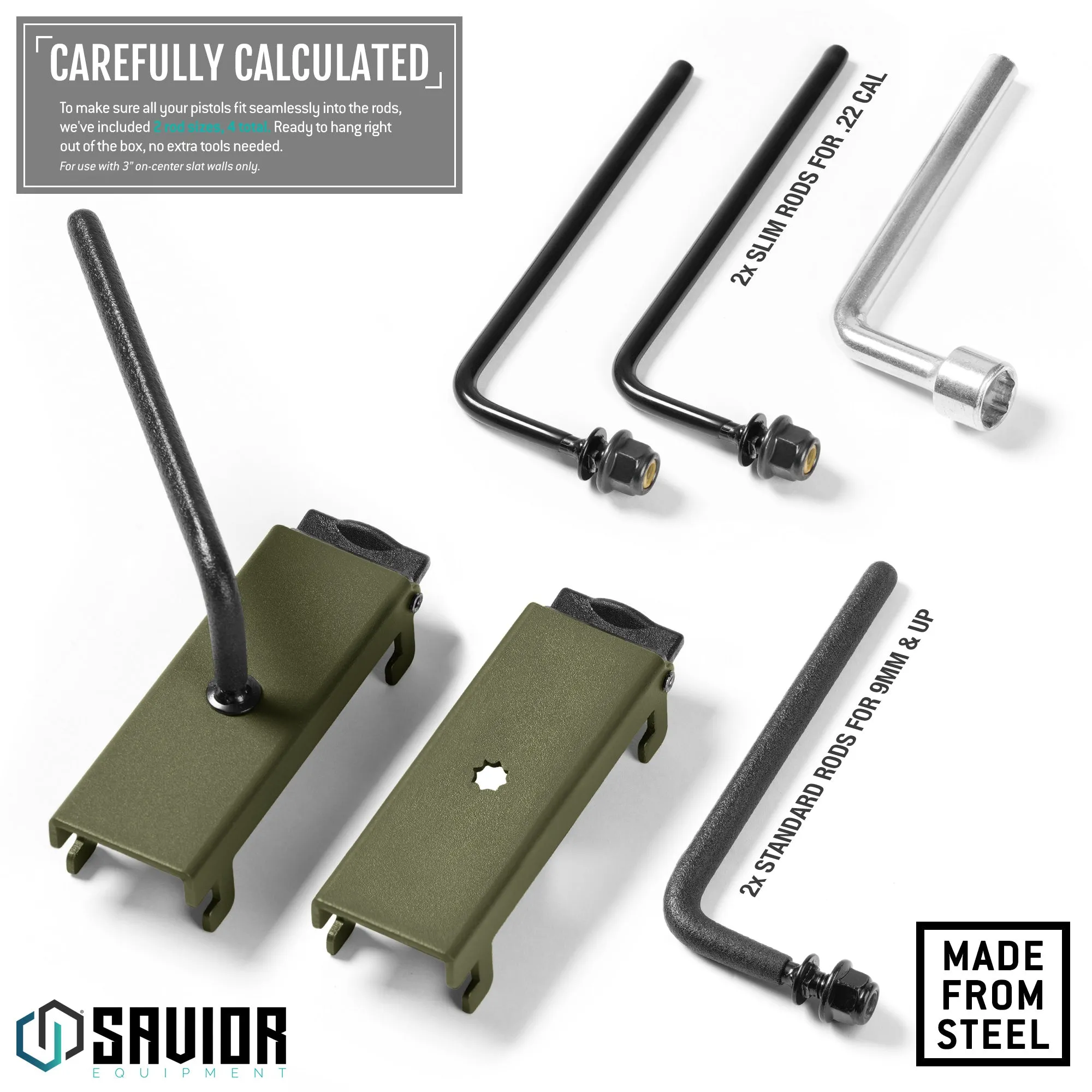 Wall Rack System - Adjustable Pistol & Suppressor Rod - 2 Pack