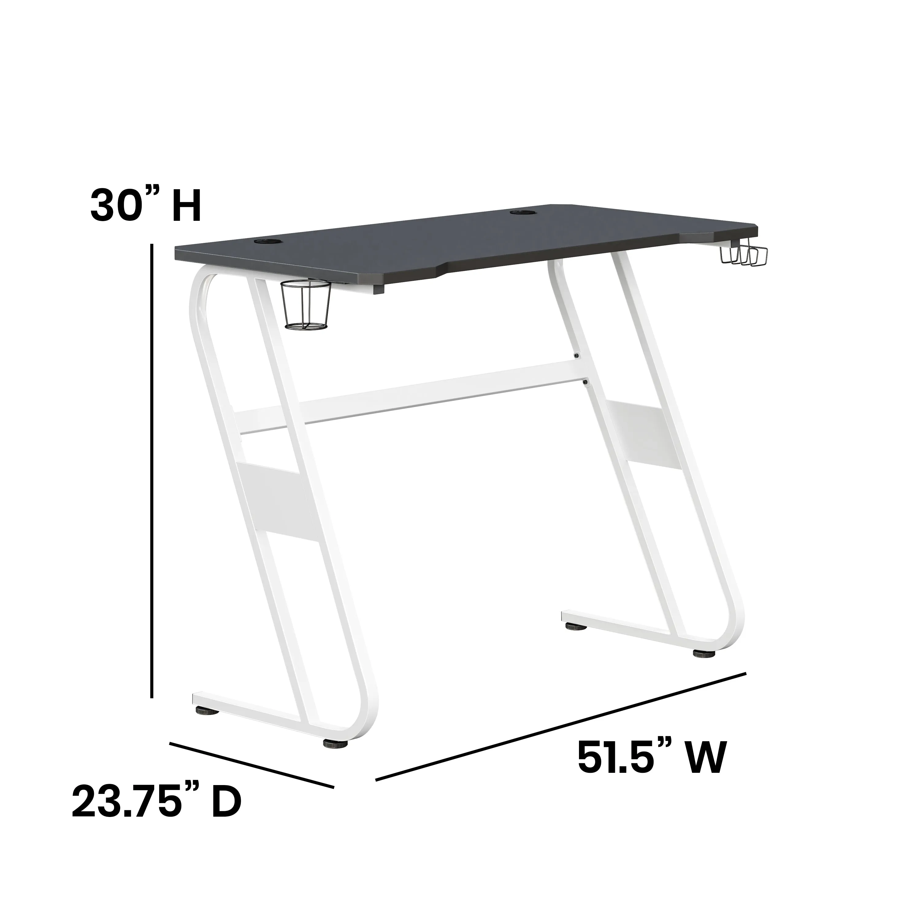 White Gaming Desk-Cup Holder NAN-RS-G1030-WH-GG
