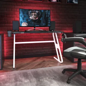 White Gaming Desk-Cup Holder NAN-RS-G1030-WH-GG
